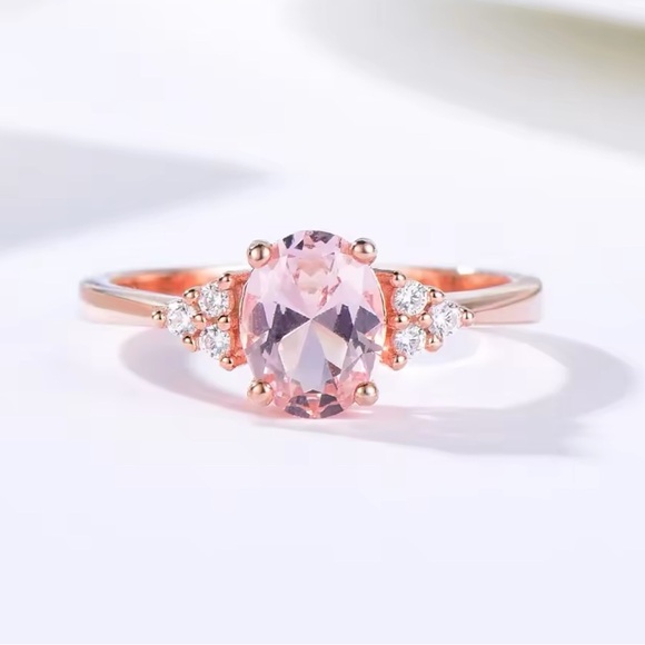 925 sterling silver plated Pink Gold Ring zirconia sz9 - Picture 1 of 6